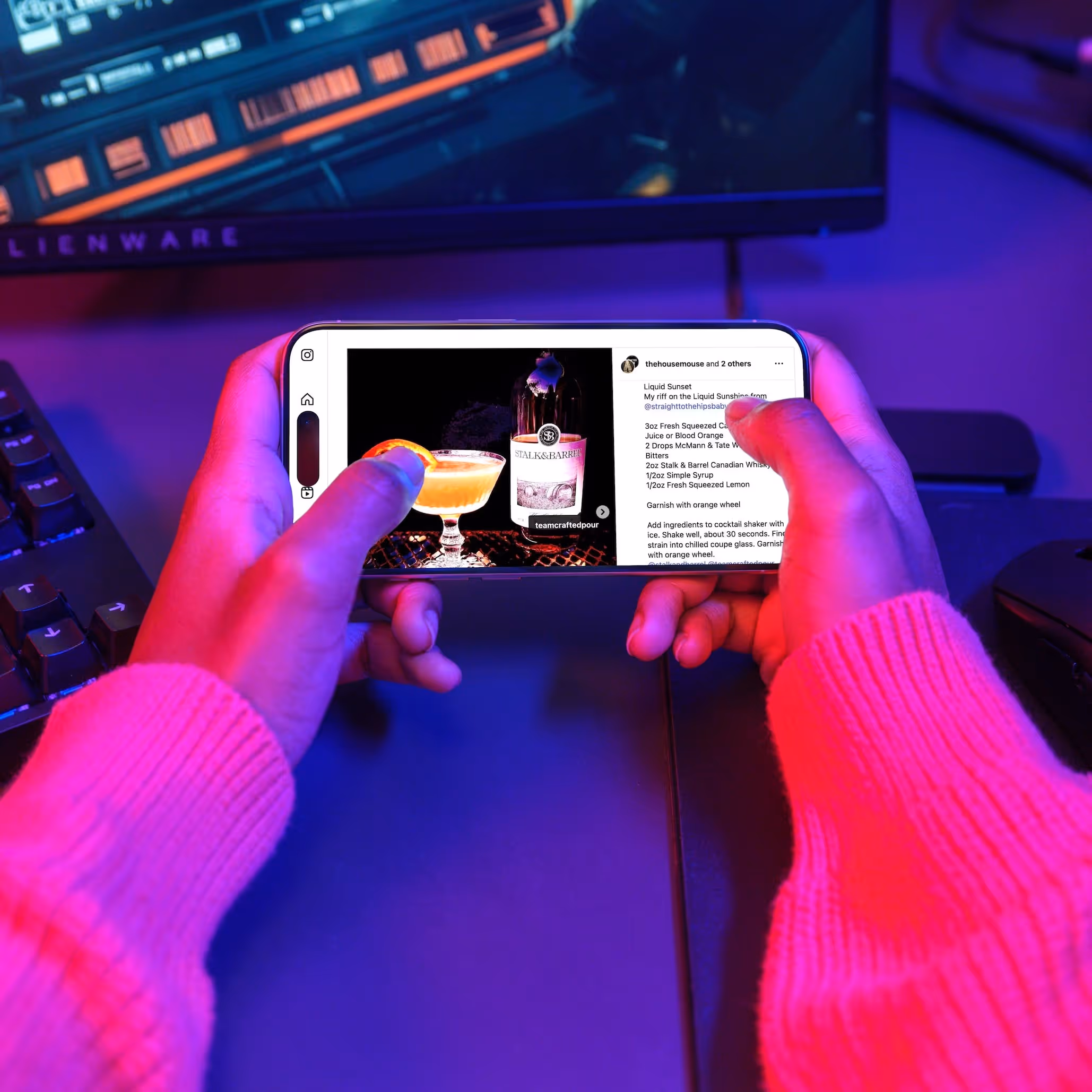 Creator watching cocktail content on laptop